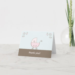 Carriage Baby Shower Tack - Rosa Kort