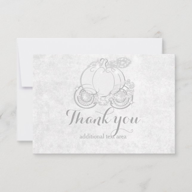 Carriage Card för Cinderella White Silver Princess Tack Kort (Framsida)