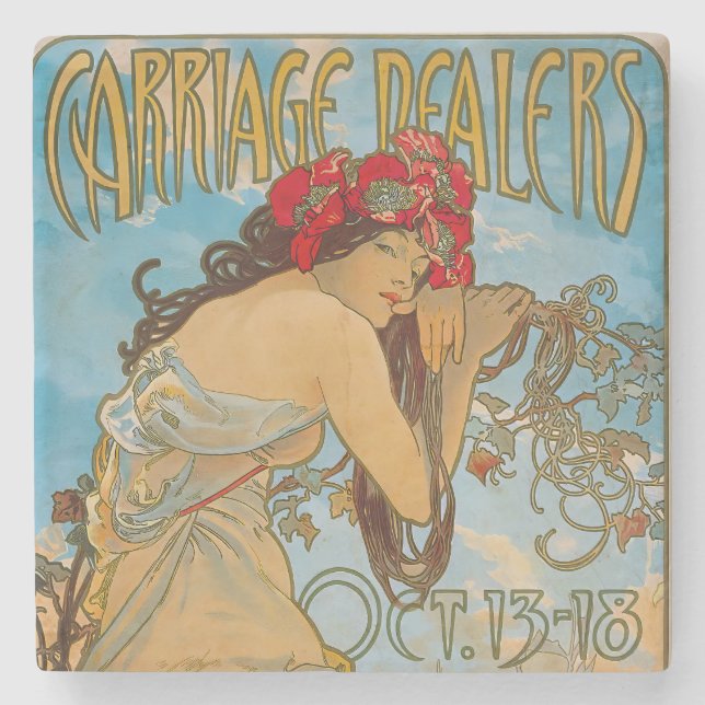 Carriage Dealers by Alphonse Mucha (1902) Stenunderlägg (Framsidan)