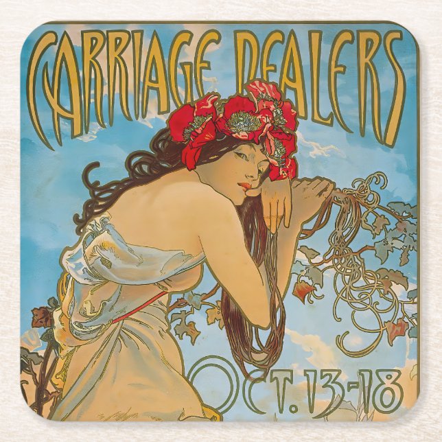 Carriage Dealers by Alphonse Mucha (1902) Underlägg Papper Kvadrat (Framsidan)