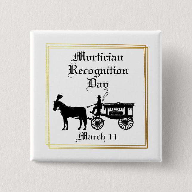 Carriage Hearse Silhouette Mortician Button Knapp (Framsida)