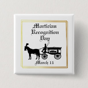 Carriage Hearse Silhouette Mortician Button Knapp