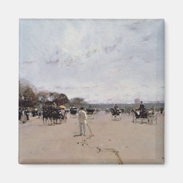 Carriages on Champs Elysee Magnet (Framsidan)
