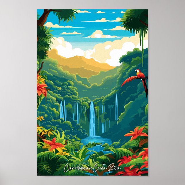 Carribböna Costa Rica vintage resor Poster (Framsidan)