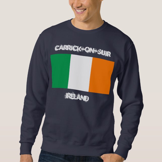 Carrick-on-Suir, Irland med Irish flagga Långärmad Tröja (Framsida)