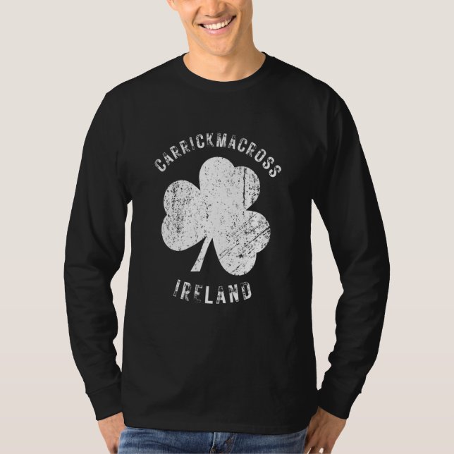 Carrickmacross Monaghan Ireland Vintage Shamrock D T Shirt (Framsida)