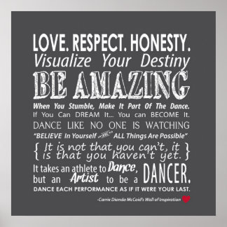 Carrie's Wall of Inspirational Dance Quotes- Grått Poster