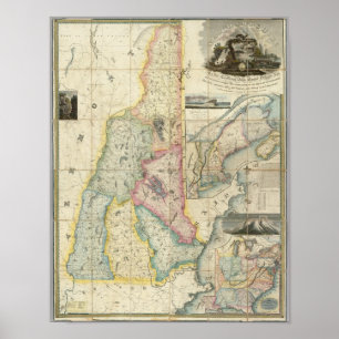 Carrigain Karta i New Hampshire Poster