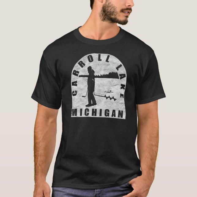 Carroll Sjö Ice Fishing Michigan T Shirt (Framsida)