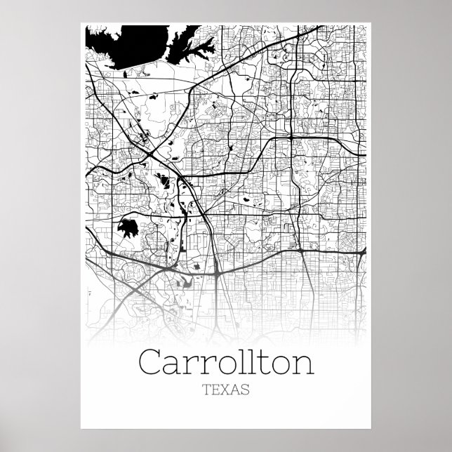 Carrollton Karta - Texas - City Karta Poster (Framsidan)
