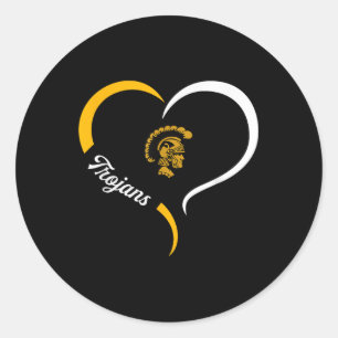 Carrollton Trojans Logotyp Halva hjärtslag Hjärtat Runt Klistermärke