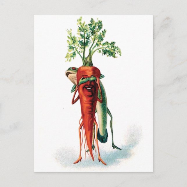 Carrot and Frog Funny Valentine Vykort (Framsida)