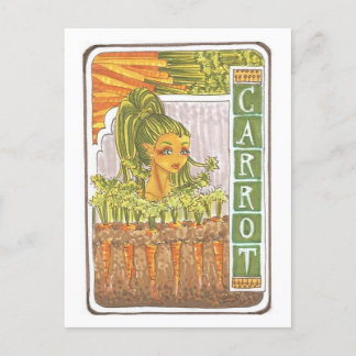 Carrot Art nouveau Fairy Porträtt Art Skriv ut Vykort