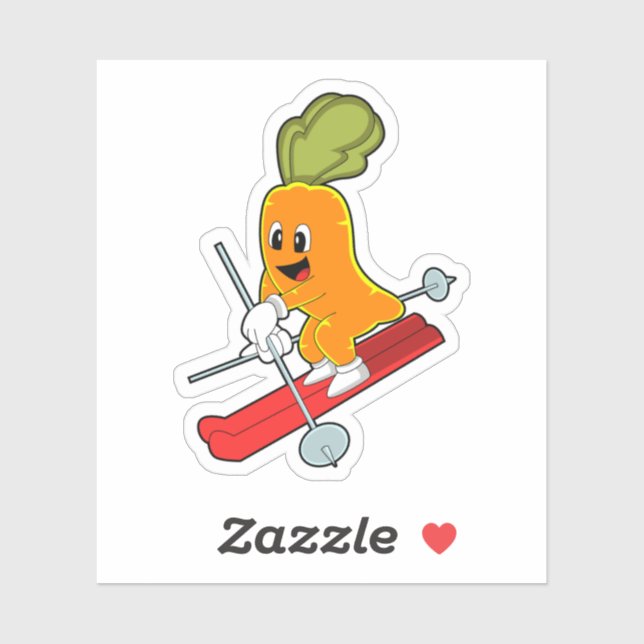 Carrot as Skier med Ski Klistermärken (Ark)