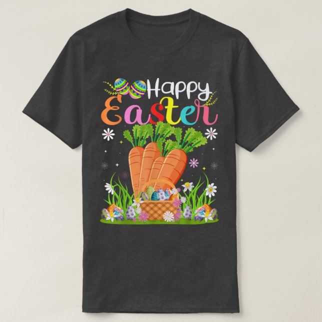Carrot Bunny Egg Hunting Funny Carrot Glad påsk T Shirt (Design framsida)