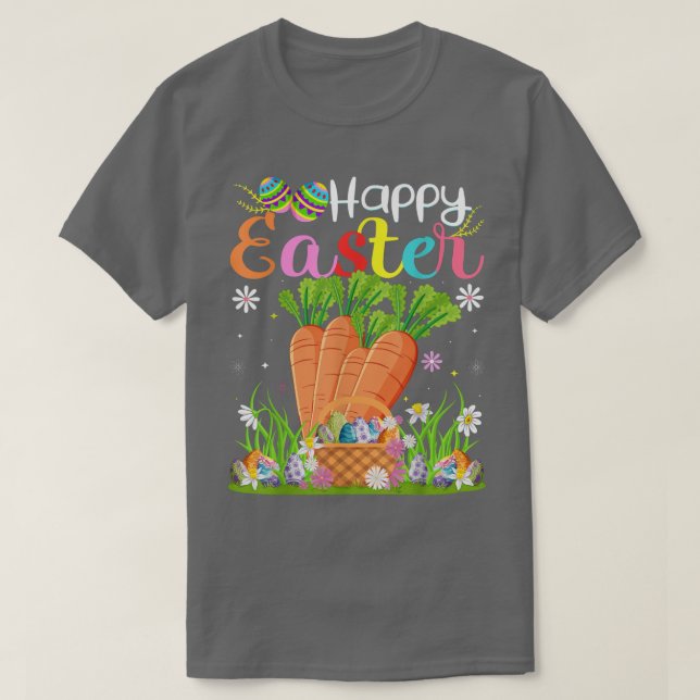 Carrot Bunny Egg Hunting Funny Carrot Glad påsk T Shirt (Design framsida)