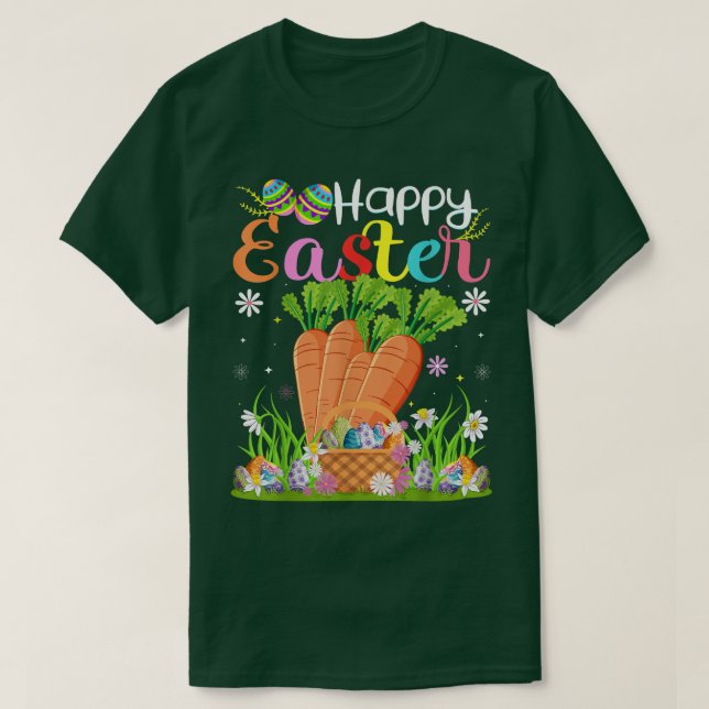 Carrot Bunny Egg Hunting Funny Carrot Glad påsk T Shirt (Design framsida)