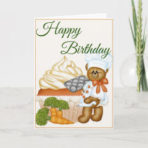 Carrot Cake Cuptårta Bear Baker Grattis på födelse Kort