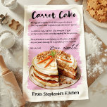 Carrot Cake Recipe Personlig Kökshandduk<br><div class="desc">Fira sötheten med att baka med den här personligen Kummelröta Recipe kökshandduk. Med ett utsökt recept på morotakor och en inbjudande design gör den här handduken ett charmerande tillskott till vilket kök som helst. Anpassa med ditt namn eller ett speciellt meddelande, skapar det som en perfekt för bakande entusiaster och...</div>