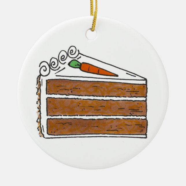 Carrot Cake Segce Cream Cheese Frosting Bakery Julgransprydnad Keramik (Framsidan)
