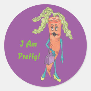 Carrot Cara Glossy Round Sticker Runt Klistermärke