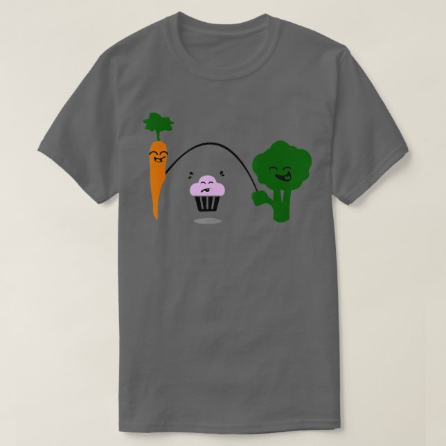 Carrot Cuptårta Broccoli Funny Jump Rope Fitness T Shirt (Design framsida)