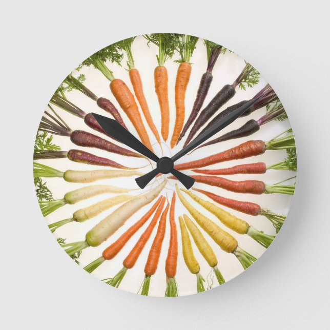 Carrot Färg Wheel Rund Klocka (Framsida)