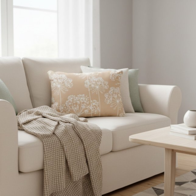 Carrot Flower Silhouette Soft Beige Throw Pillow Prydnadskudde (Skapare uppladdad)