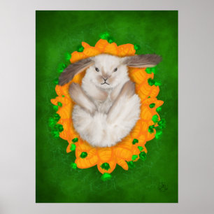 Carrot Haven: Brown och White Bunny's Blissful Bou Poster