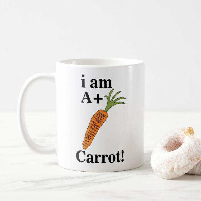Carrot I är A+ Funny Carrot Kaffemugg (Med munk)