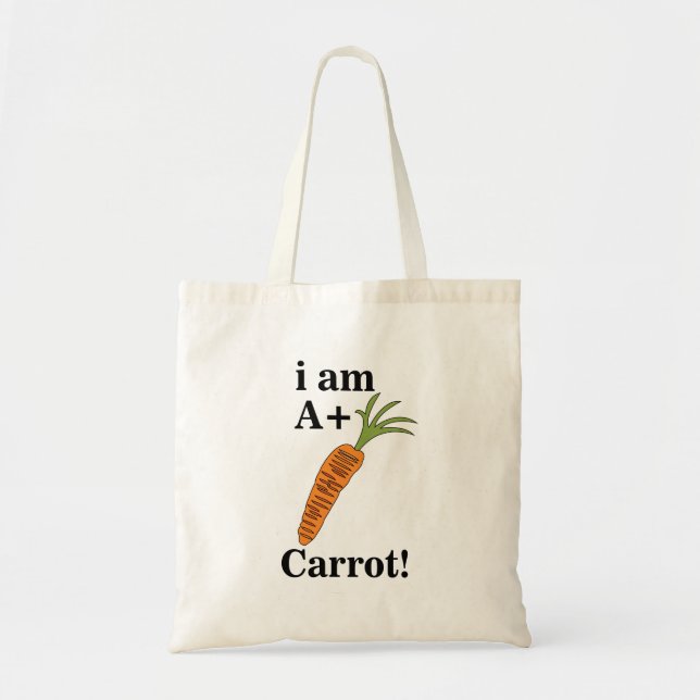 Carrot I är A+ Funny Carrot Tygkasse (Framsidan)