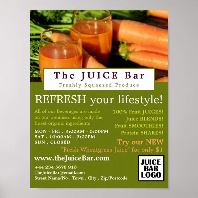 Carrot Juice, Juice Pub Advertising Poster (Framsidan)