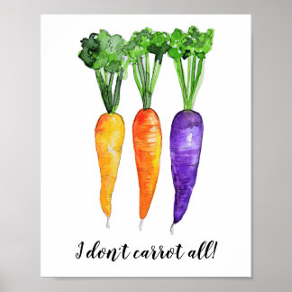 Carrot Kitchen Watercolor Art Skriv ut Pun Poster