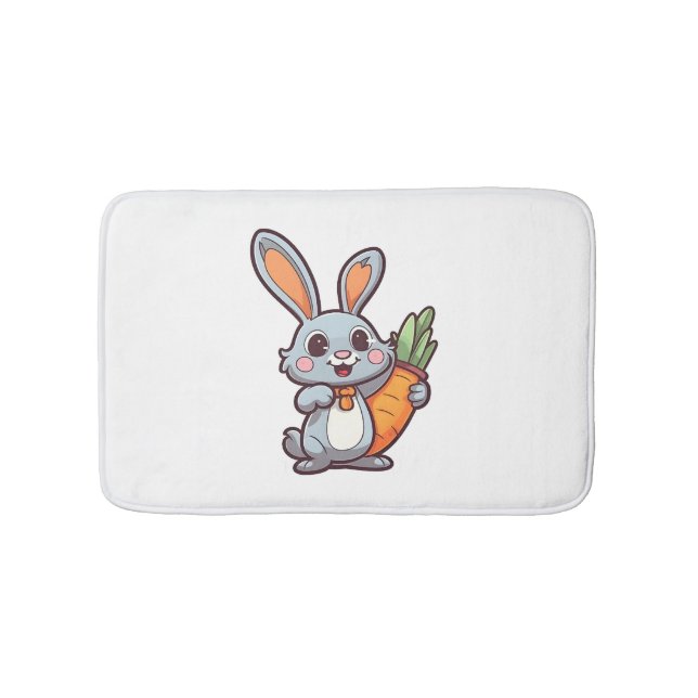 Carrot-Loving Påskhare Cute 2D-design Badrumsmatta (Framsidan)