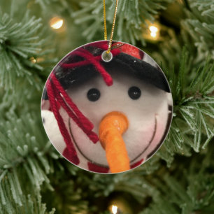 "CARROT NOSED SNÖGUBBE ORNAMENT*** OCH GIFT JULGRANSPRYDNAD KERAMIK