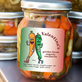 Carrot och Pepper Pals Tecknad Escabeche Pickle Fyrkantigt Klistermärke