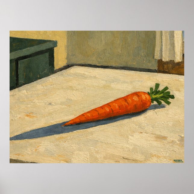 Carrot on a Table Hanging Artwork Poster (Framsidan)