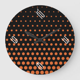 Carrot Orange Polka Dot Modern Black Stor Klocka