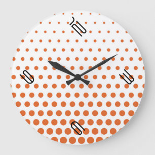 Carrot Orange Polka Dot Modern White Stor Klocka