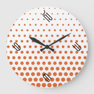 Carrot Orange Polka Dot Modern White Stor Klocka