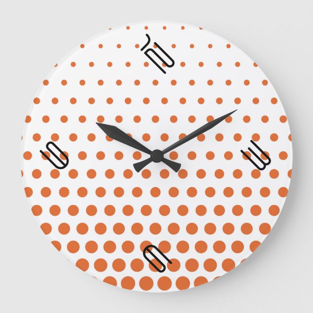 Carrot Orange Polka Dot Modern White Stor Klocka (Framsida)