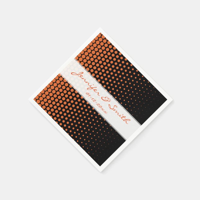 Carrot Orange Polka dots Modern Black Pappersservett (Hörn)