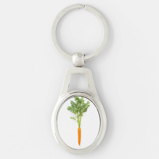 Carrot Ovalt Silverfärgad Nyckelring (Framsidan)