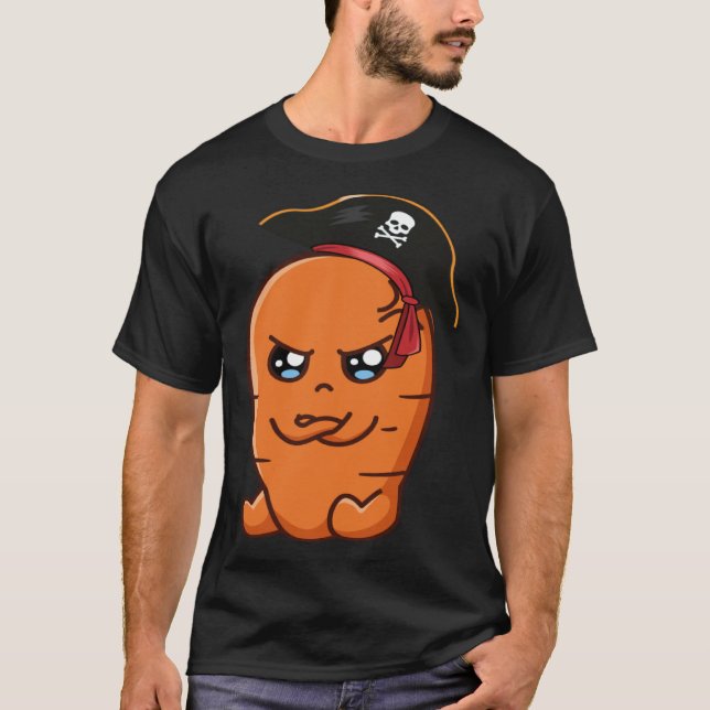 Carrot Pirate Vegan Food T Shirt (Framsida)