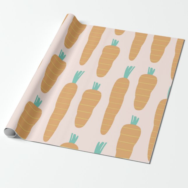 Carrot Rand Mönster Presentpapper (Utrullad)