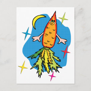 Carrot Rocket Frakt Funny Postcard Vykort