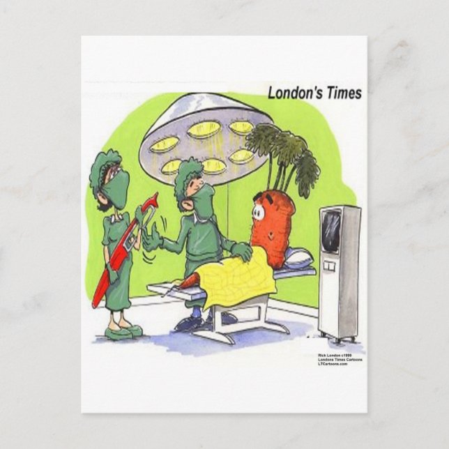 Carrot Surgery Funny Medical Tecknad Vykort (Framsida)