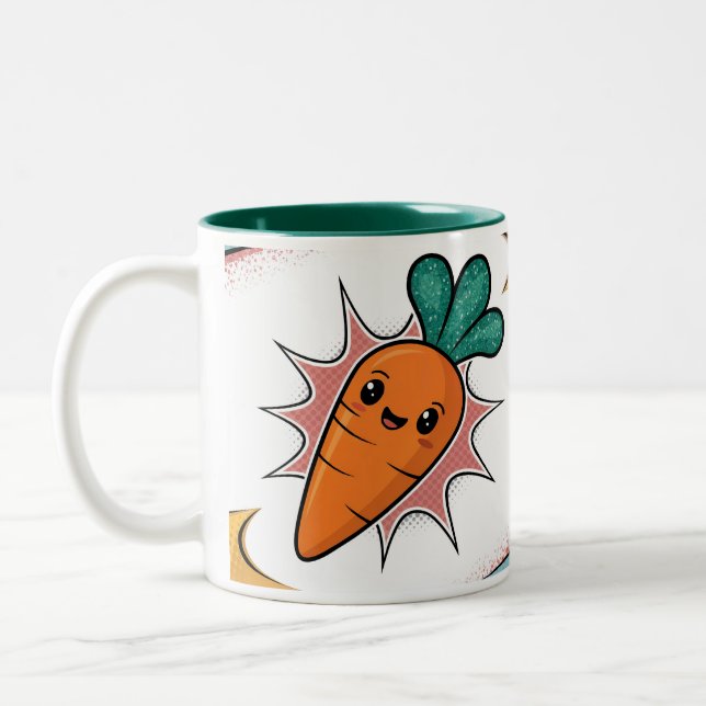 Carrot Tecknad Classic Mugg 2 Tone Grönt Insida (Vänster)