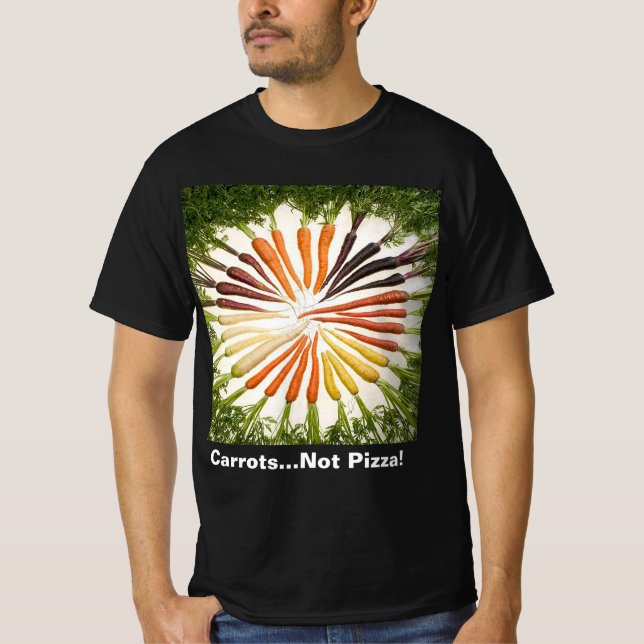 Carrot Vegetables Rainbow Mönster Mörk Value Tee Shirt (Framsida)