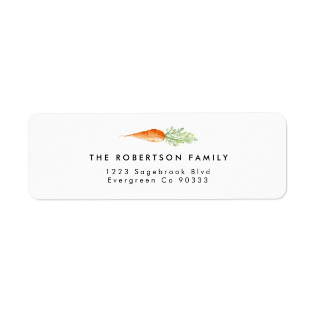 Carrot Watercolor Address Label Returadress Etikett (Framsidan)